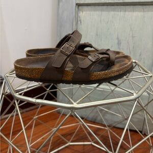 Birkenstock mayari brown leather toe strap sandals womens 8/38